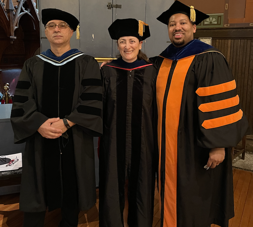 3 ORIE faculty at the UG graduation ceremony in Sage Chapel